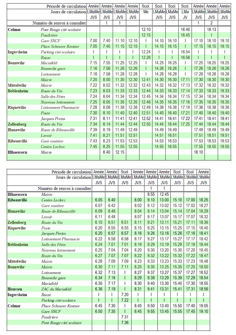 bus timetable